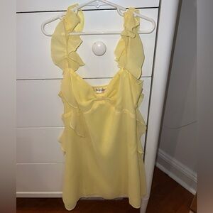 Beginning Boutique Yellow Ruffled Sleeveless Dress